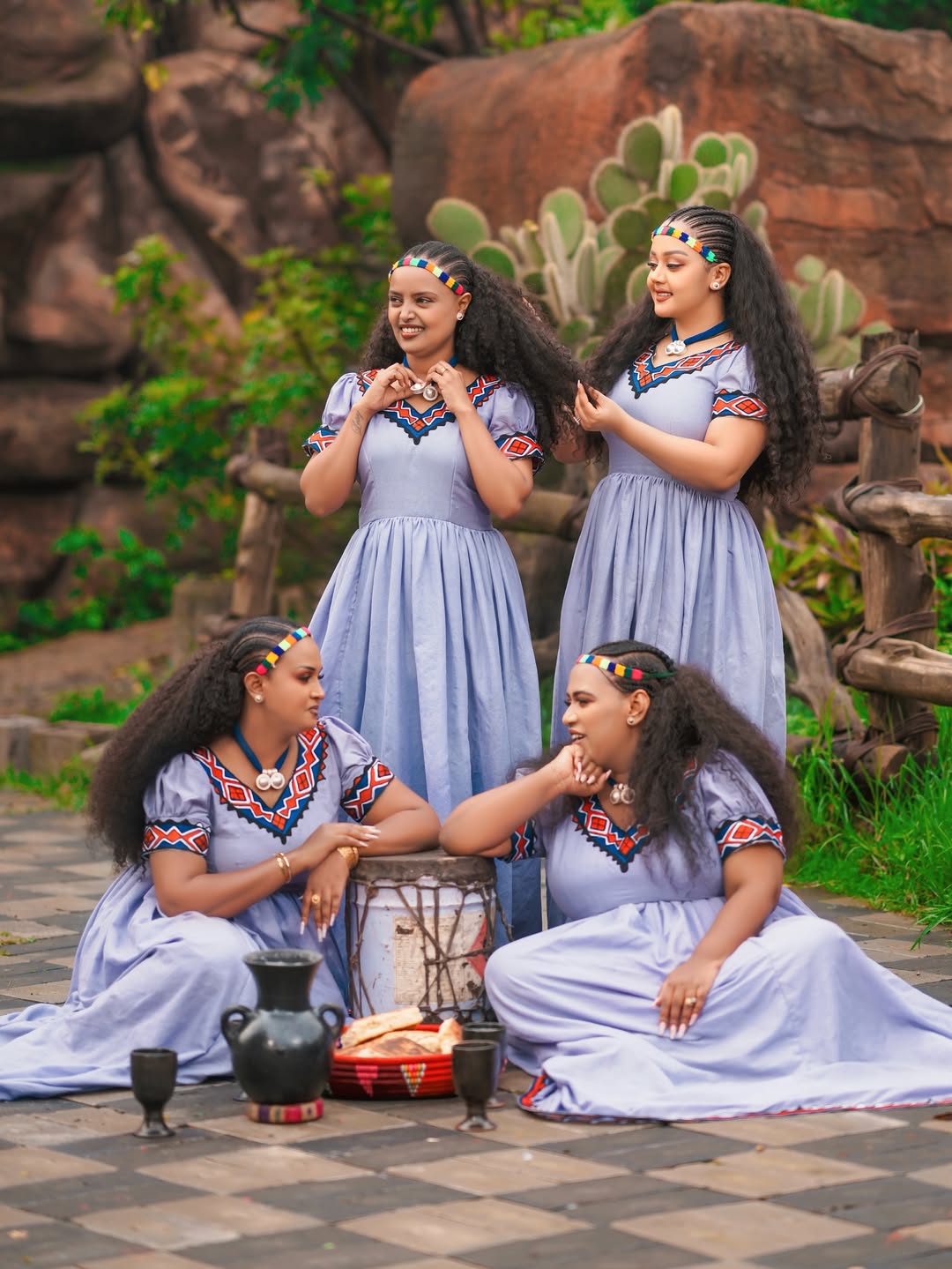 Festive Ashenda Dress Beautiful Blue Habesha Kemis authentic Ethiopian Traditional Dress  0001