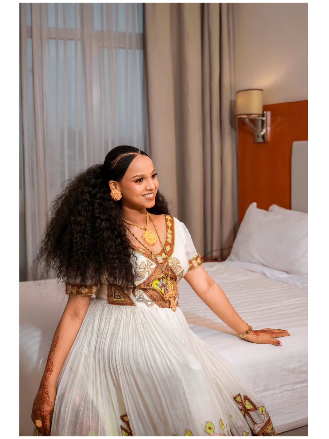 Elegant Habesha Wedding Dress Brown Embroidery Habesha Kemis Wedding Style Ethiopian Dress 0024