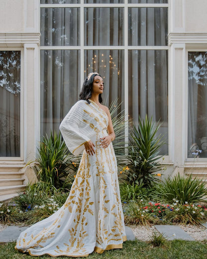 Golden Tibeb Ethiopian Matching Outfit Minimalist Habesha Couple's Outfit Stylish Habesha Clothing 0034
