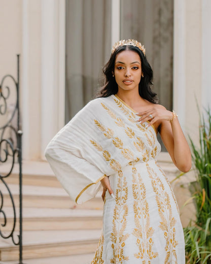 Golden Tibeb Ethiopian Matching Outfit Minimalist Habesha Couple's Outfit Stylish Habesha Clothing 0034