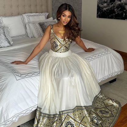 Ethiopian Traditional Matching Outfit Habesha Kemis & Men’s Shirt Elegant Matching Habesha Clothing 0039