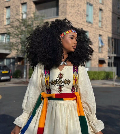 Festive Habesha Kemis Traditional Ethiopian Dress with Cross Embroidery Timeless Habesha Dress Design 0051