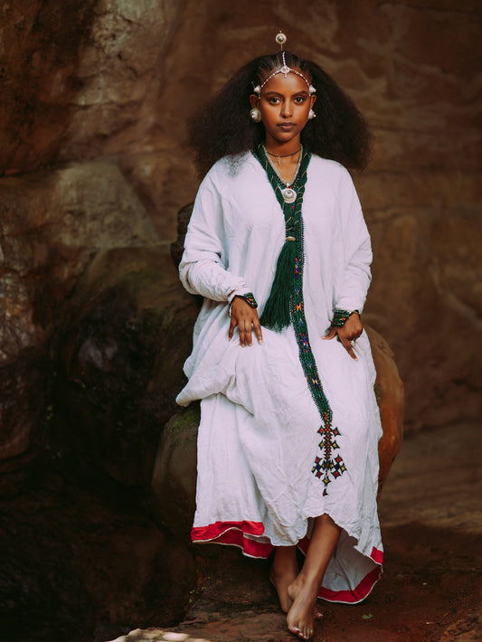 Ethiopian Traditional Dress – Habesha Kemis with Cultural Embroidery.