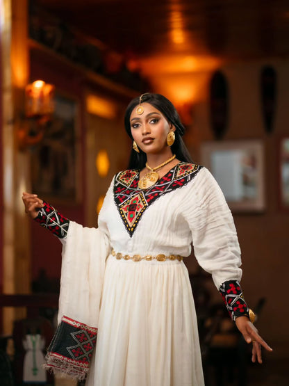 Multicolor Woven Habesha Dress Long Sleeve Habesha Kemis Timeless Traditional Ethiopian Dress 782