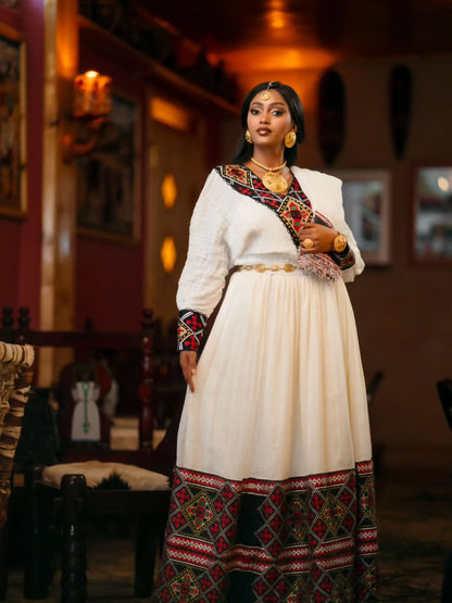 Multicolor Woven Habesha Dress Long Sleeve Habesha Kemis Timeless Traditional Ethiopian Dress 782