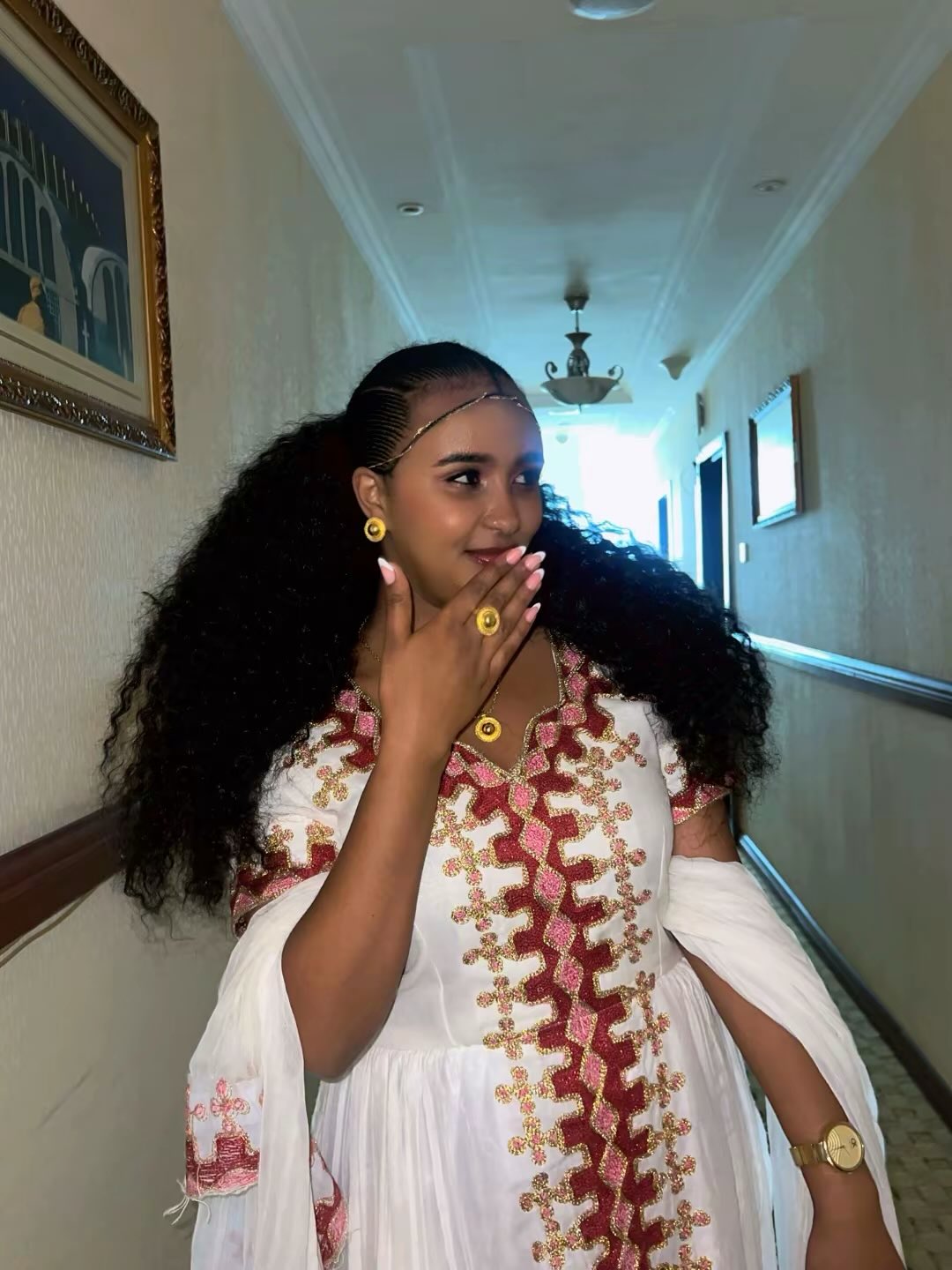 Classic Ethiopian Traditional Dress Habesha Kemis Fashion Red Embroidery Habesha Dress Style 786