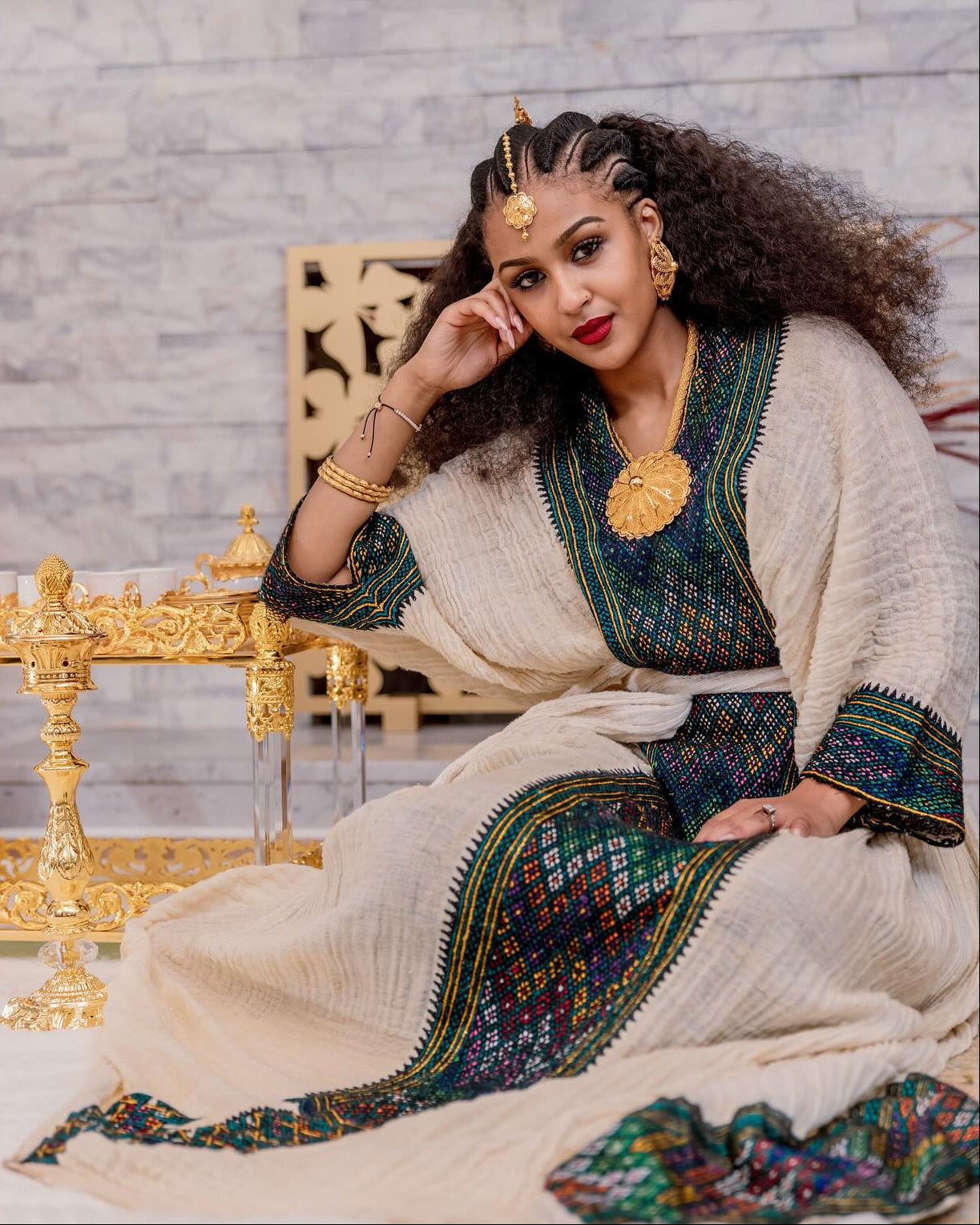 Traditional Ethiopian Dress Stylish Axum Tirtir Habesha Dress for Festive Celebrations