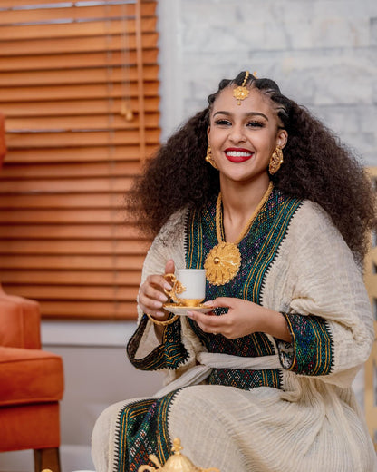 Traditional Ethiopian Dress Stylish Axum Tirtir Habesha Dress for Festive Timeless Habesha Kemis 794