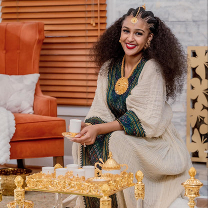 Traditional Ethiopian Dress Stylish Axum Tirtir Habesha Dress for Festive Timeless Habesha Kemis 794