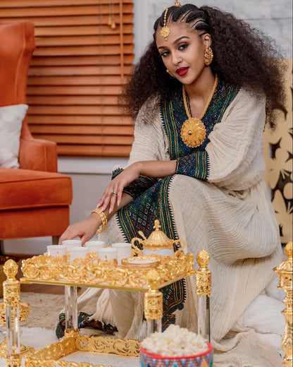 Traditional Ethiopian Dress Stylish Axum Tirtir Habesha Dress for Festive Timeless Habesha Kemis 794