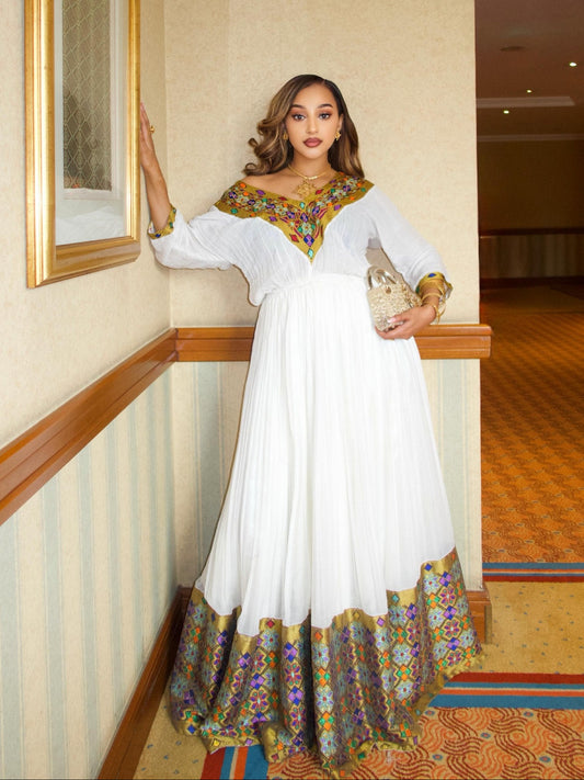 Beautiful Multicolor Habesha Kemis Handwoven Habesha Dress Timeless Heritage Inspired Ethiopian Dress 803