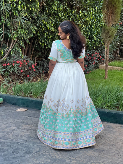 Traditional Ethiopian Wedding Dress Graceful Ethiopian Habesha Dress Mint Embroidery Habesha Kemis 810