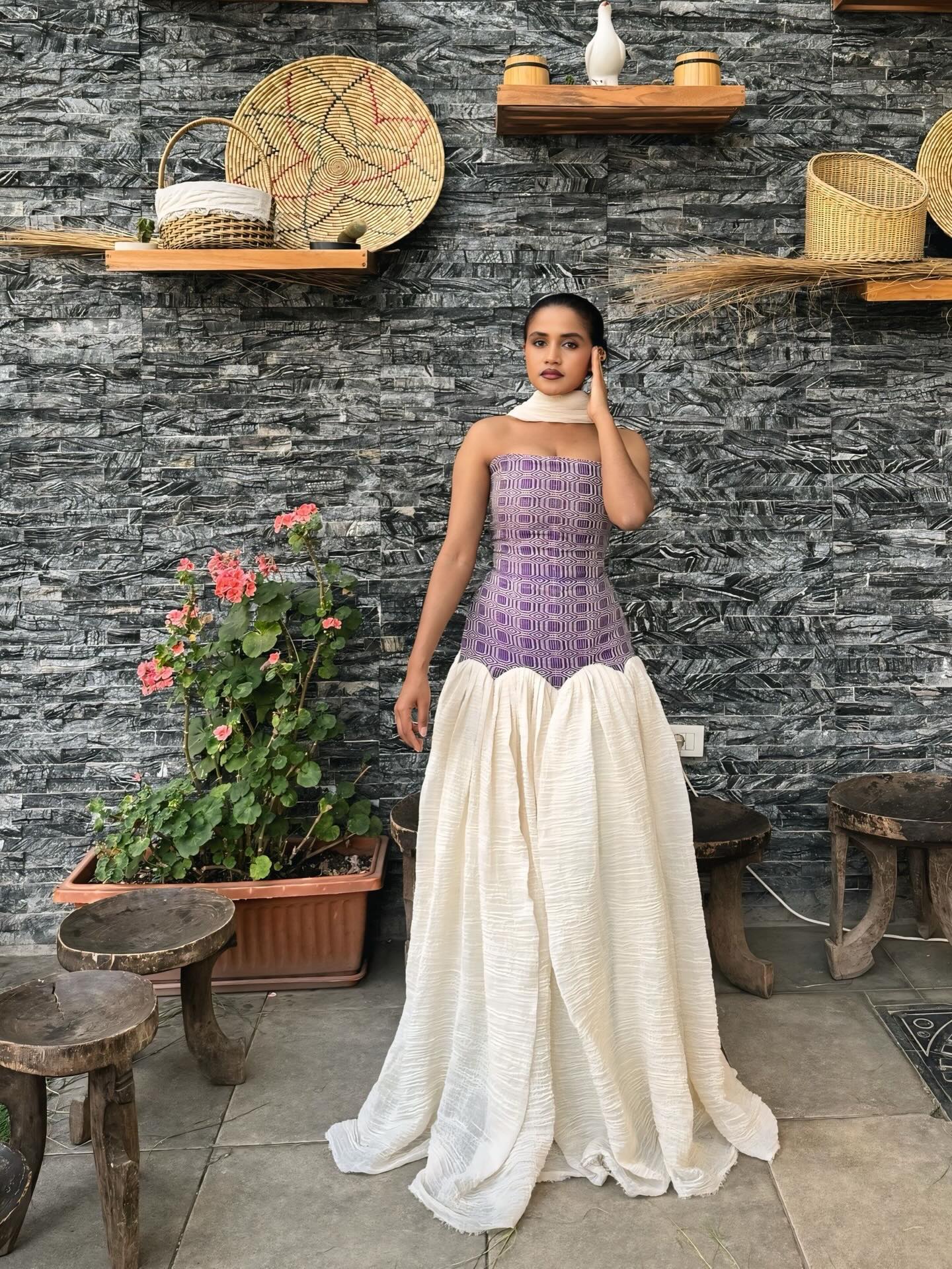 Purple Bodice Habesha Dress Strapless Habesha Kemis Ethiopian Traditional Clothing 817