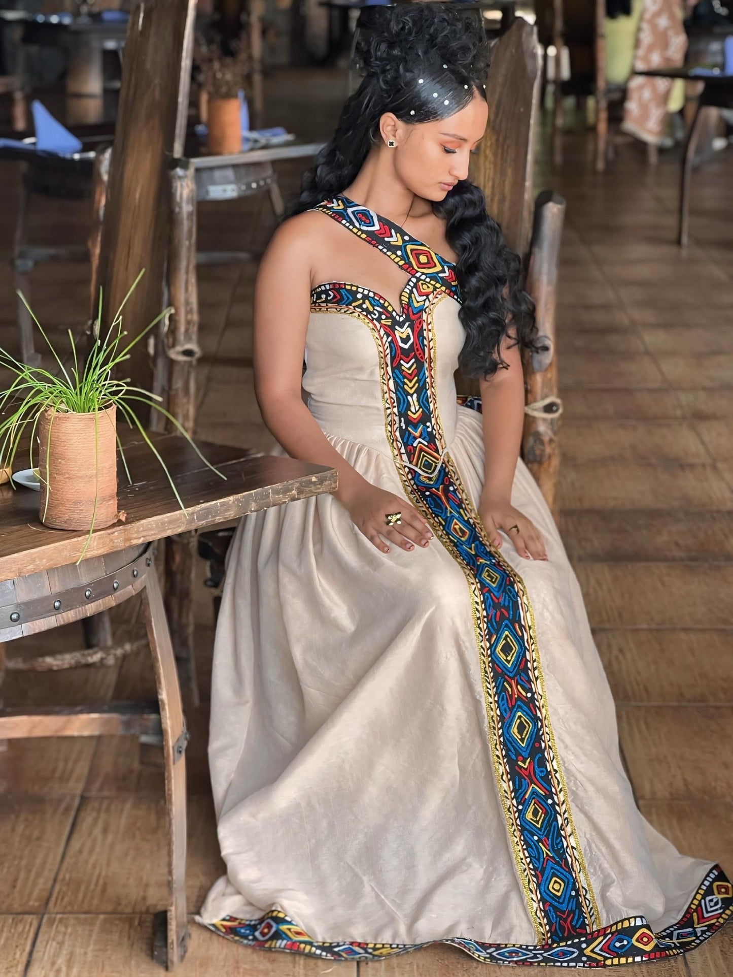 Sleeveless Habesha Dress For Festive  Multicolor Embroidered Habesha Kemis Stylish Ethiopian Clothing 818