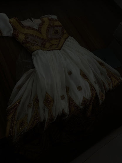 Traditional Ethiopian Wedding Dress Short Sleeve Ethiopian Dress Golden Embroidery Habesha Kemis 821