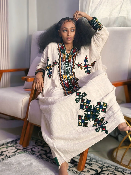 Multicolor Woven Habesha Dress Timeless Habesha Kemis