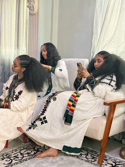 Multicolor Woven Habesha Dress Timeless Habesha Kemis for Elegant Celebration Ethiopian Dress 823