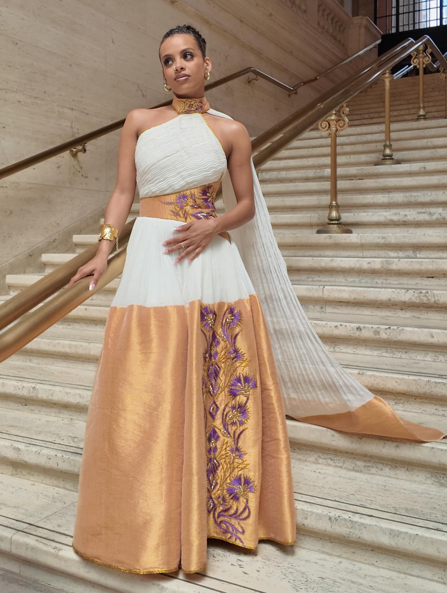Sophisticated Sleeveless Habesha Dress Modern Ethiopian Heritage Fashion