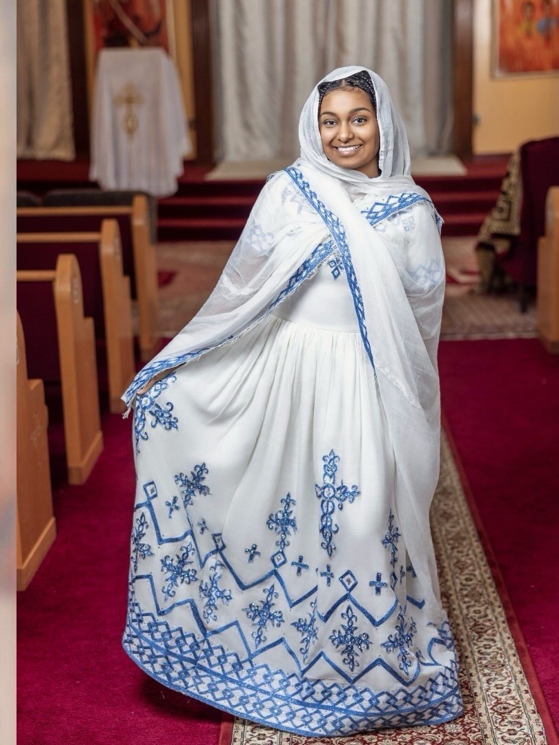 Royal Blue Embroidery Habesha Dress for Church Elegant Habesha Kemis