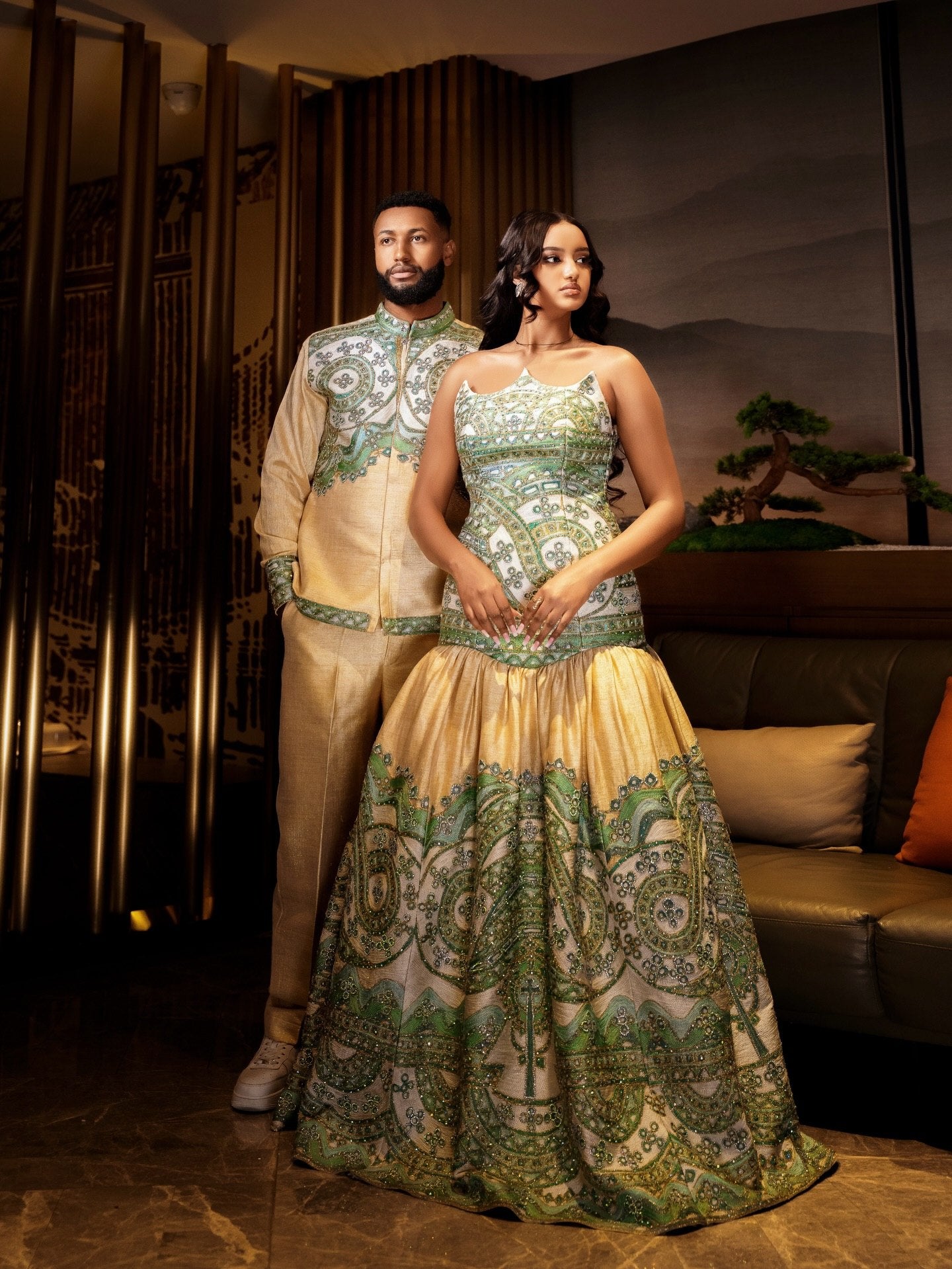 Habesha Couple Outfit Matching Traditional Ethiopian Wedding Attire