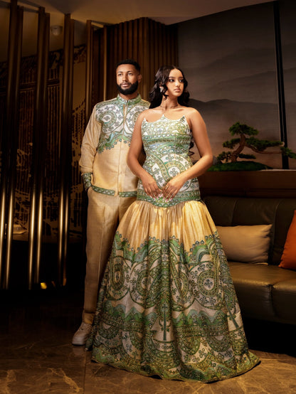 Habesha Couple Outfit Matching Traditional Ethiopian Wedding Attire