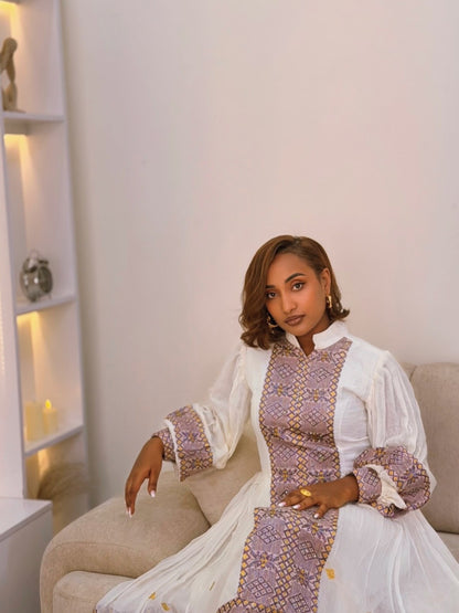 Enchanting Puff Sleeve Habesha Dress Graceful Elegance Habesha Kemis Cultural Ethiopian Clothing 851