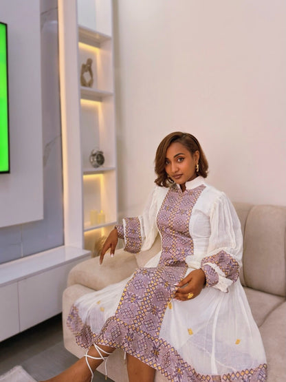 Enchanting Puff Sleeve Habesha Dress Graceful Elegance Habesha Kemis Cultural Ethiopian Clothing 851