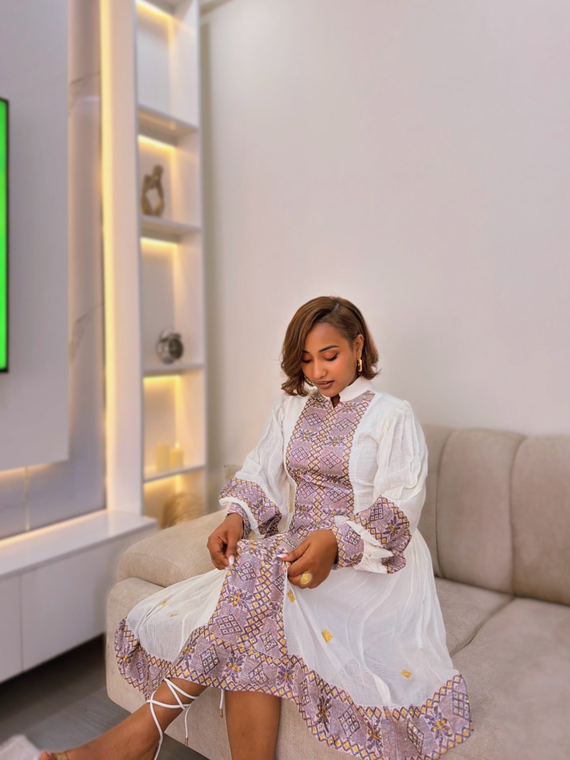 Enchanting Puff Sleeve Habesha Dress Graceful Elegance Habesha Kemis Cultural Ethiopian Clothing 851