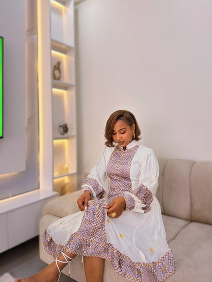 Enchanting Puff Sleeve Habesha Dress Graceful Elegance Habesha Kemis Cultural Ethiopian Clothing 851