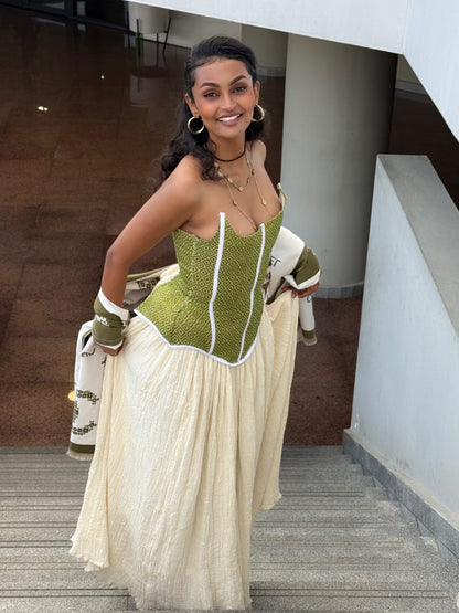 Green Woven Habesha Dress Corset Style Habesha Kemis