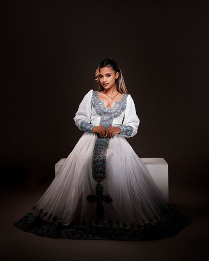 Graceful Long Sleeve Habesha Dress Timeless Habesha Kemis Refined Cultural Ethiopian Dress 859