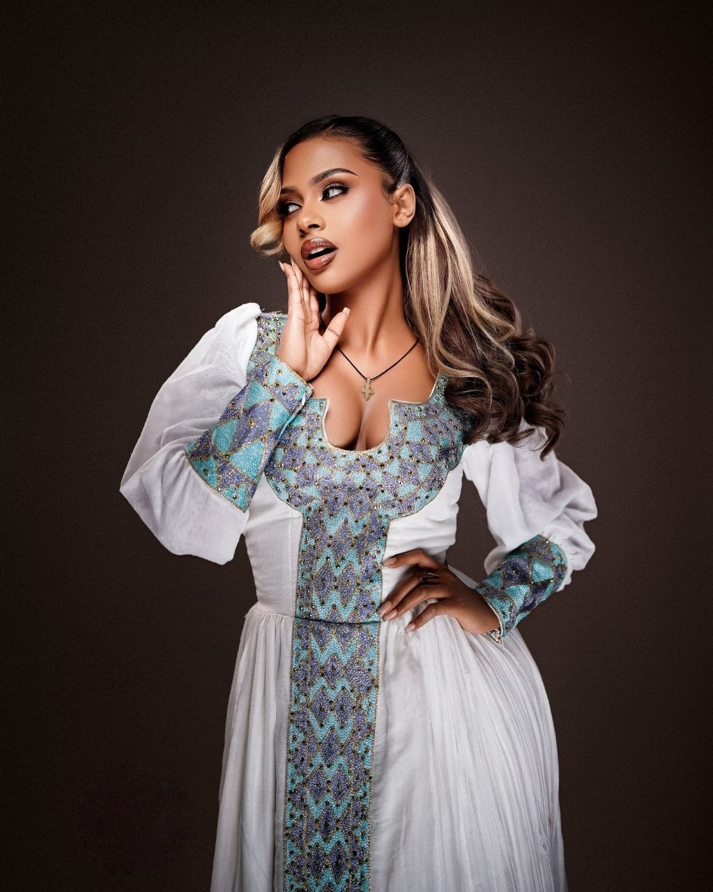 Graceful Long Sleeve Habesha Dress Timeless Habesha Kemis Refined Cultural Ethiopian Dress 859