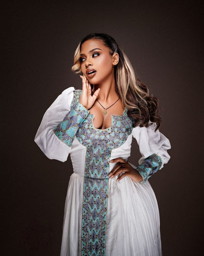 Graceful Long Sleeve Habesha Dress Timeless Habesha Kemis Refined Cultural Ethiopian Dress 859