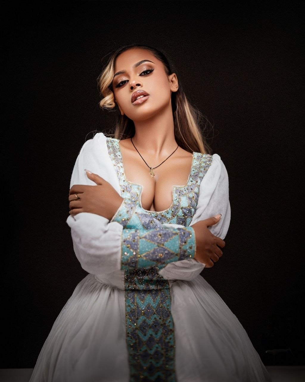 Graceful Long Sleeve Habesha Dress Timeless Habesha Kemis Refined Cultural Ethiopian Dress 859