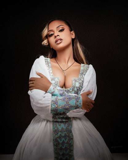 Graceful Long Sleeve Habesha Dress Timeless Habesha Kemis Refined Cultural Ethiopian Dress 859