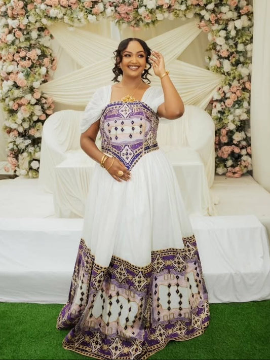 Multicolor Ethiopian Wedding Dress | Traditional Habesha Bridal Dress