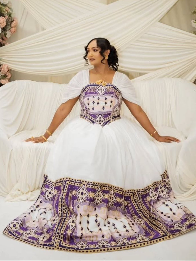 Magnificent Multicolor Ethiopian Wedding Dress Regal Bridal Habesha Kemis Timeless Habesha Dress 867