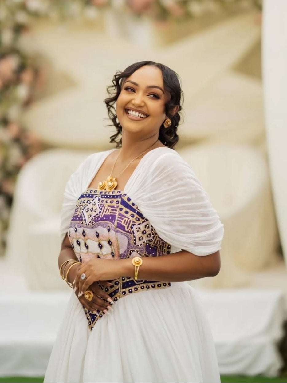 Magnificent Multicolor Ethiopian Wedding Dress Regal Bridal Habesha Kemis Timeless Habesha Dress 867