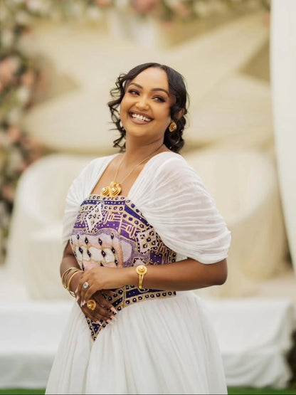 Magnificent Multicolor Ethiopian Wedding Dress Regal Bridal Habesha Kemis Timeless Habesha Dress 867