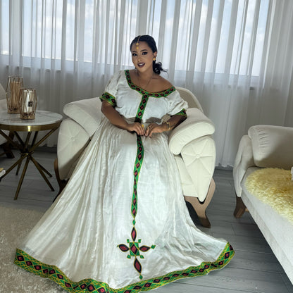 Charming Ethiopian Clothing Beautiful Habesha Kemis & Short Sleeve Habesha Dress For Event 871