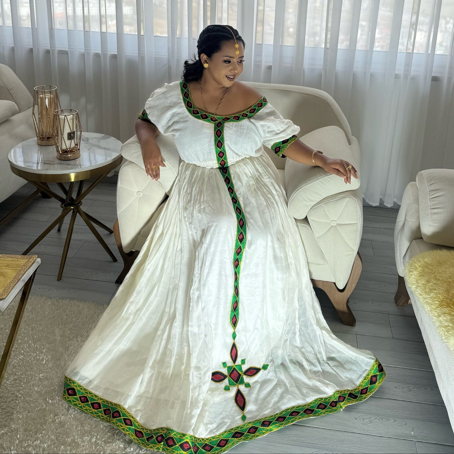 Charming Ethiopian Clothing Beautiful Habesha Kemis & Short Sleeve Habesha Dress