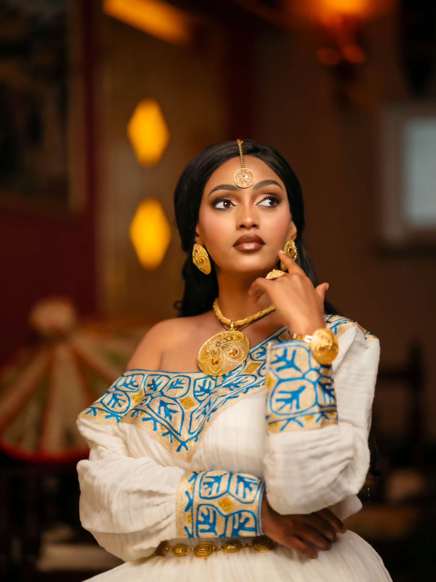 Royal Ethiopian Clothing Long Sleeve Habesha Kemis Graceful Habesha Dress Style 872