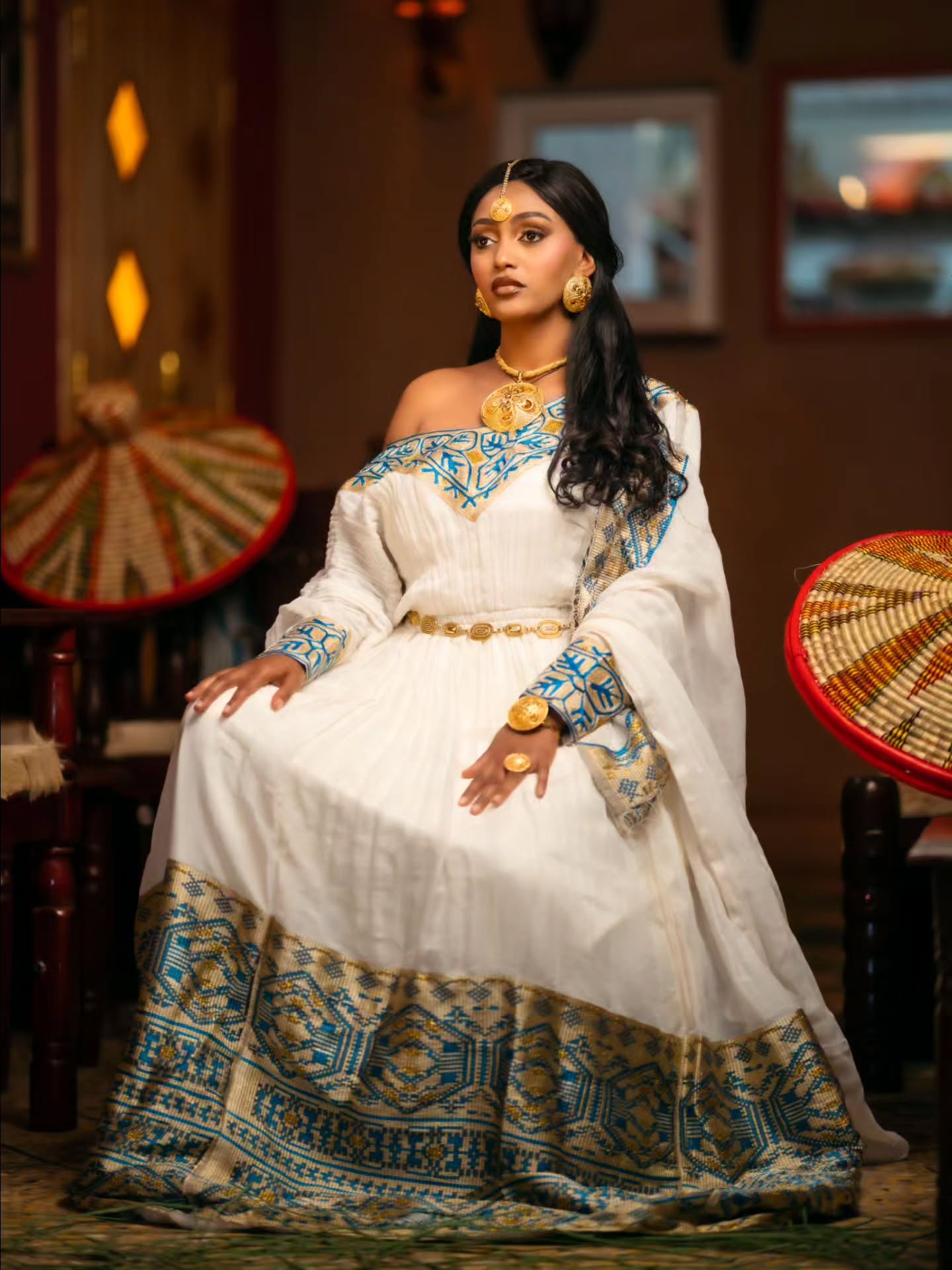 Royal Ethiopian Clothing Long Sleeve Habesha Kemis Graceful Habesha Dress Style 872