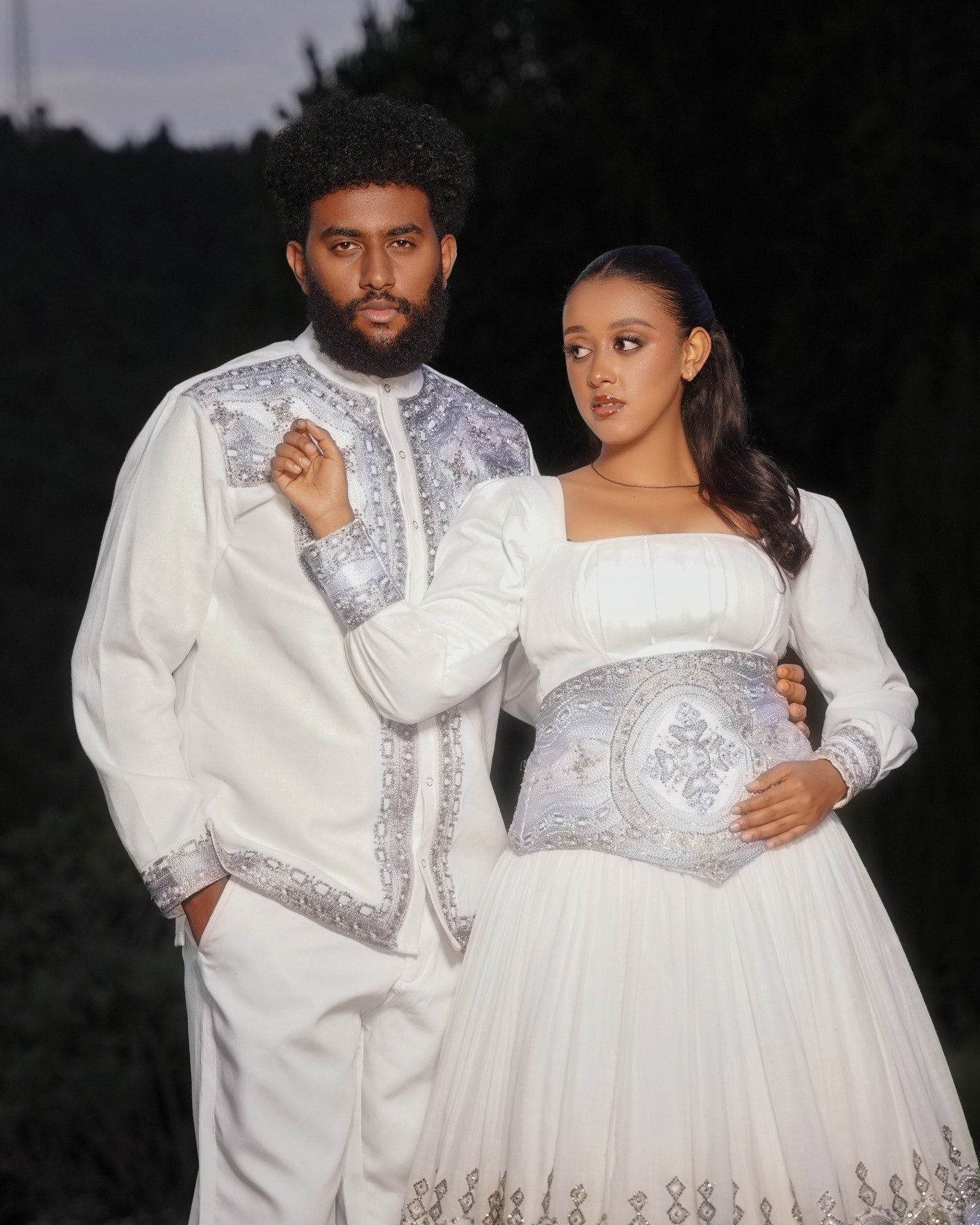 Matching Ethiopian Couple Outfit Coordinated Habesha Wedding Attire for Couples Matching Set 876
