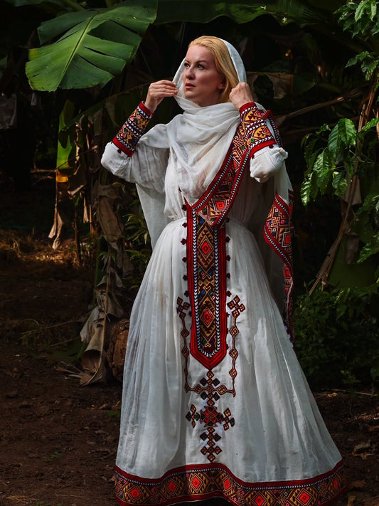 Traditional Ethiopian Clothing Long Sleeve Habesha Kemis & Elegant Habesha Dress