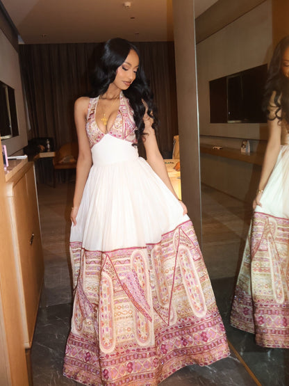 Colorful Habesha Dress Sleeveless Ethiopian Clothing with Artistic Embroidery Classic Habesha Kemis 882