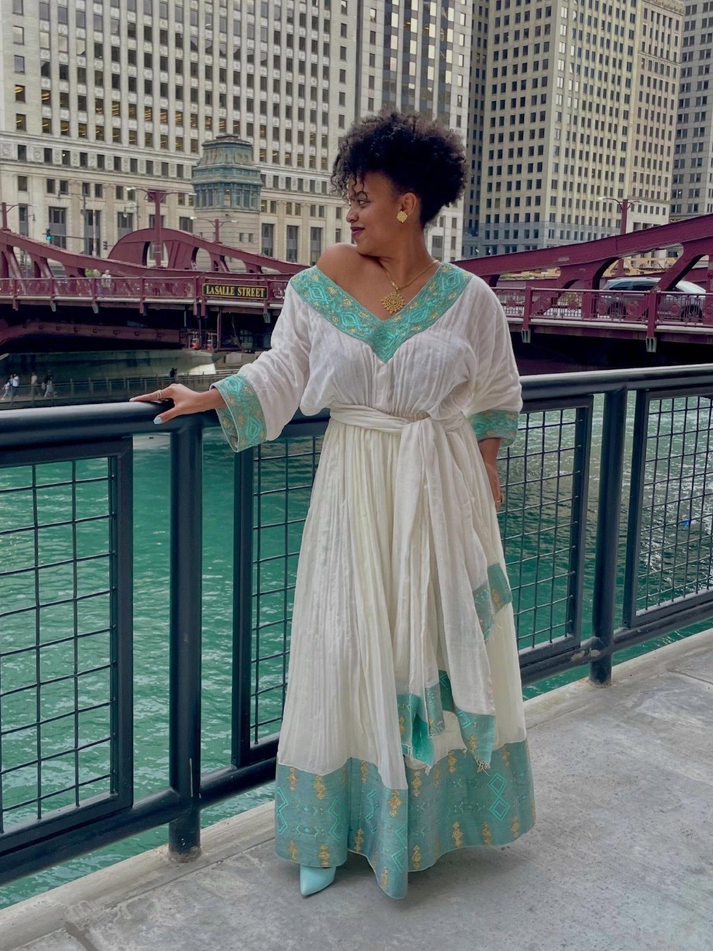 Mint Green Habesha Dress V-neckline Habesha Kemis Traditional Ethiopian Clothing Timeless 895