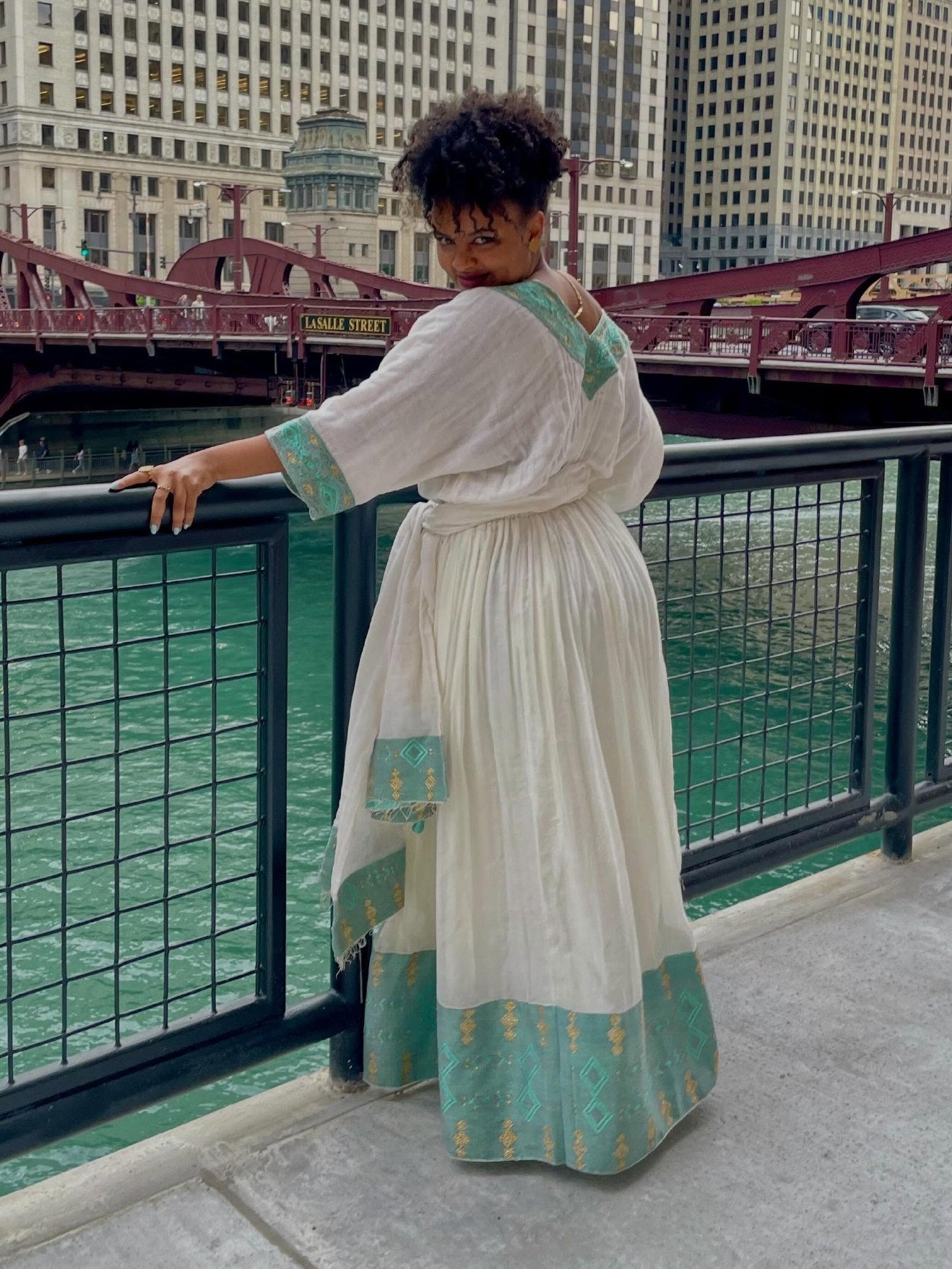 Mint Green Habesha Dress V-neckline Habesha Kemis Traditional Ethiopian Clothing Timeless 895