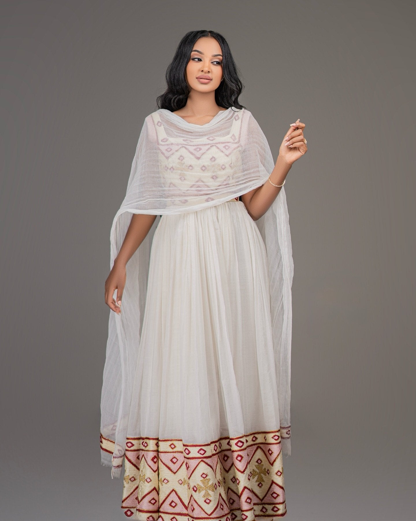 Sleeveless Habesha Dress Graceful Habesha Kemis Elegant Ethiopian Traditional Clothing