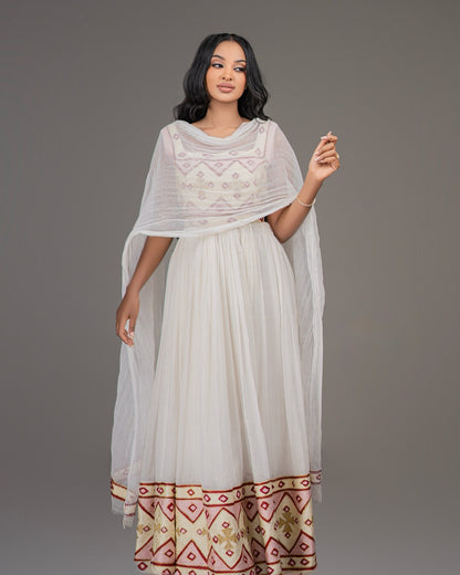 Sleeveless Habesha Dress Graceful Habesha Kemis Elegant Ethiopian Traditional Clothing